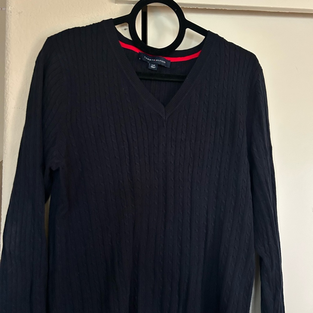 Tommy Hilfiger Navy V-Neck Sweater